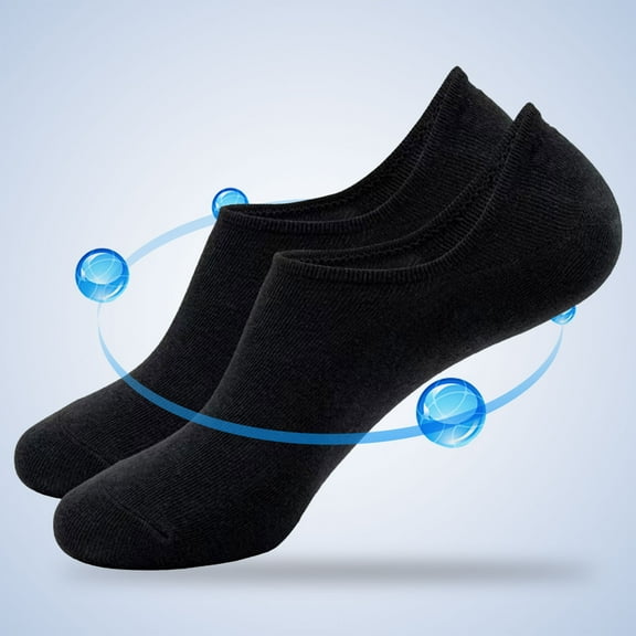 Black Socks No Show Socks for Women Women's Cotton Socks Non Slip Socks