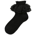 thumbnail image 1 of Black Socks Ruffle Lace Socks 1 Pair Women Socks Ruffle Lace Decor Thin High Elasticity Anti Slip Soft Breathable Solid Color Sweat Absorption No Odor, 1 of 4