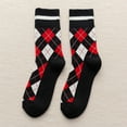 thumbnail image 1 of Black Socks Winter Men Socks Diamond Lattice Terry Middle Tube Stocking, 1 of 3