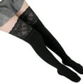 thumbnail image 1 of Black Socks Women Lace Trim Thigh High Over The Knee Socks Long Cotton Warm Stockings, 1 of 2