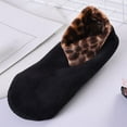 thumbnail image 1 of Black Socks Women Slipper Socks Fashion Casual Leopard Soft Cozy Double Layer Thicken Plush Winter Feet Warmer Floor Ankle Socks for Daily Wear, 1 of 3