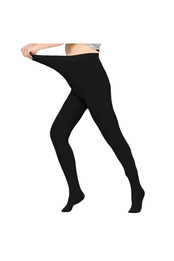 Black Socks Women's Winter Thermal Fleece High Waist Warm Plush Stockings Perfect Legs Slimming Translucent Trousers