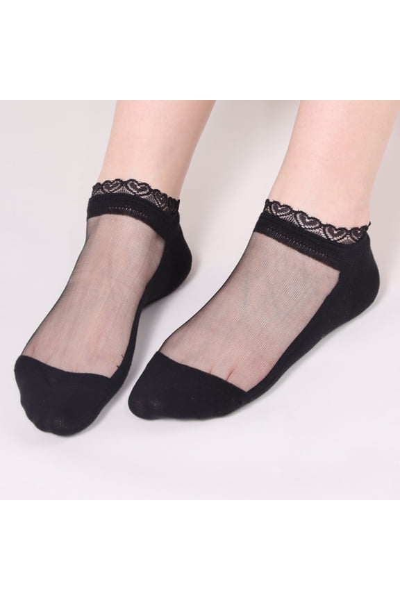 Black Socks for Women's Short Socks Lace Socks Breathable Glass Silk Women's Socks Crystal Silk Lace Women's Socks on Sale Clearance
