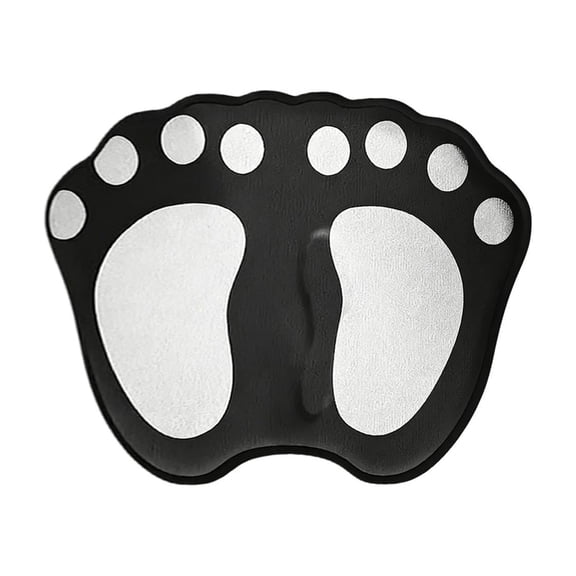 Black Soft And Absorbent Foot Mat With Cartoon Footprint Shape And Easy Wash Care For Bathroom And Entryway 23.6X15.7 Inch