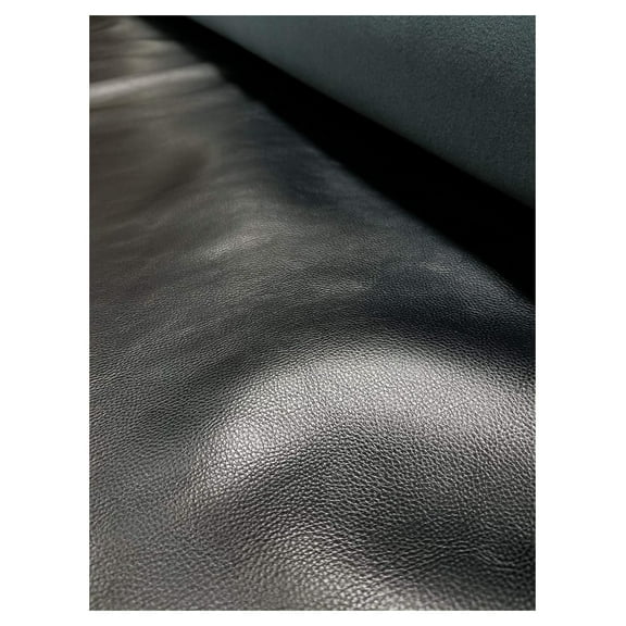 | Black Soft Faux Leather Upholstery Fabric by The Yard (Peta Approved Vegan) | Synthetic PU Pleather 0.9 mm Smooth Upholstery | Black 5 Yards 180"x54" Black Pebble 5 yard (180"x54")