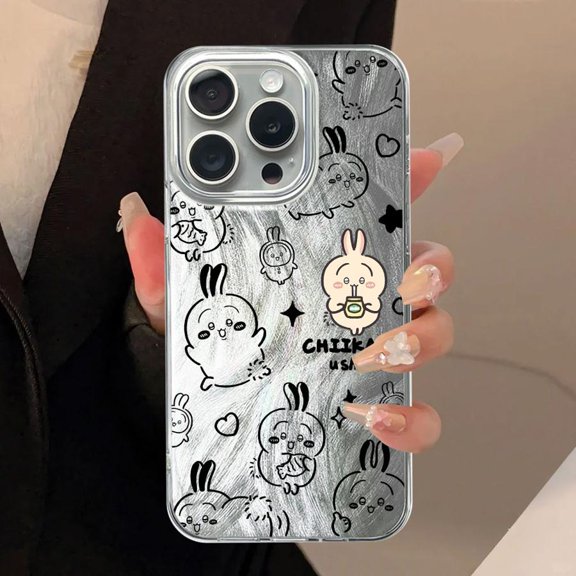 Black Soft Shell Phone Case for iPhone 17 16 15 Cartoon Chiikawa
