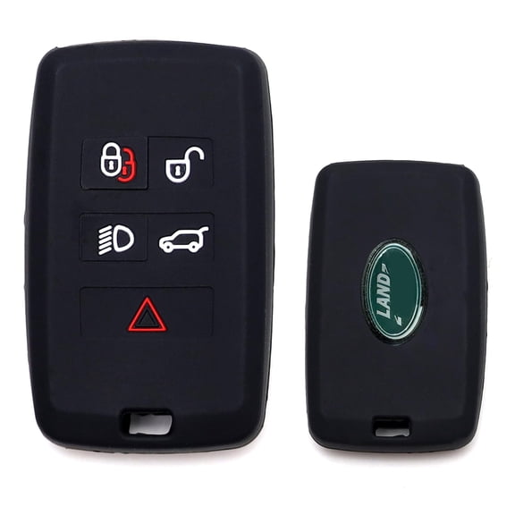Black Soft Silicone Key Fob Cover with White/Red Buttons For Land Rover 2018-up Range Rover, Sport, Evoque, Defender, Discovery Intelligent Smart Key