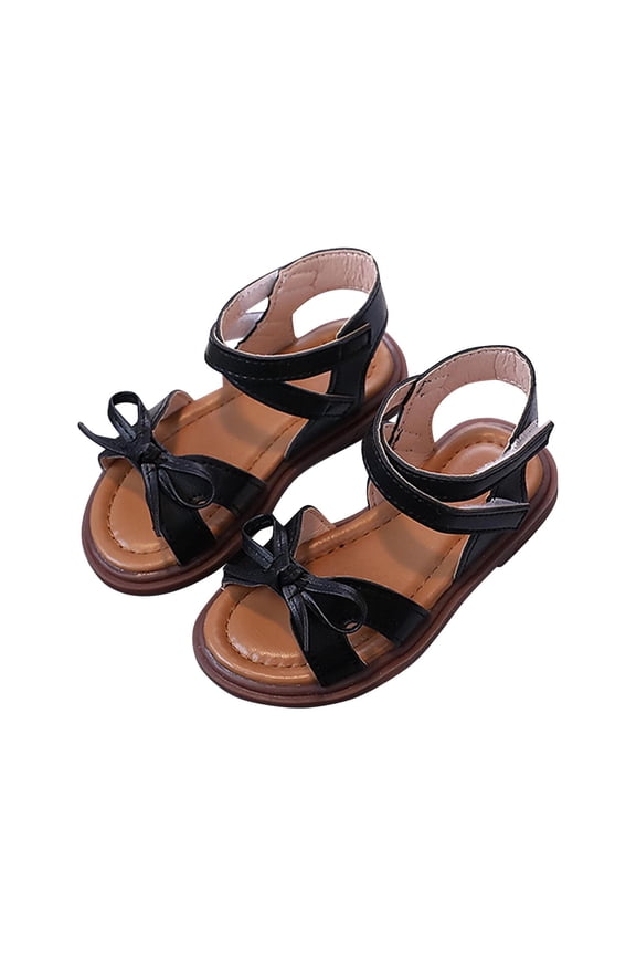 Black Soft Sole Sandals For Kids, Non-Slip Design, Adjustable Closure, Breathable Material, Perfect For Casual And Daily Use