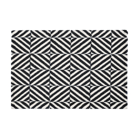 Black Soft Woven Texture Bathroom Mat Absorbent Non Slide Door Mat For Kitchen Living Room Entryway Quick Dry