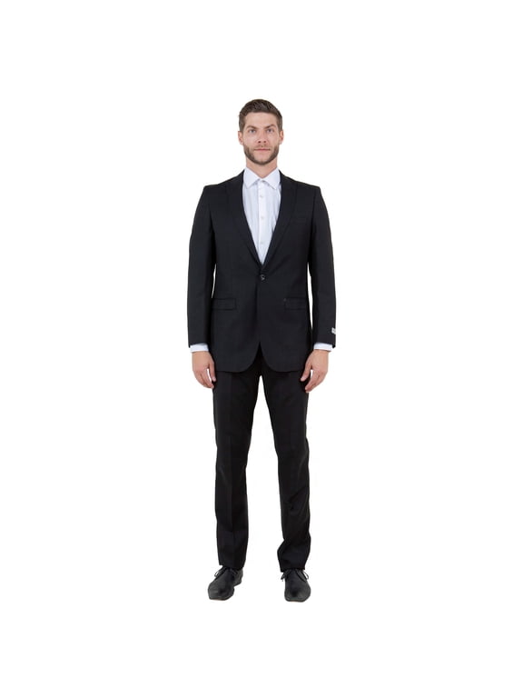 Black Solid 2-PC Slim Fit Performance Stretch Suits