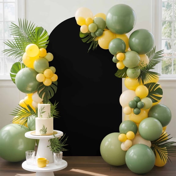 Black Solid Arch Backdrop Cover, 6FT, Color Spandex Arch Covers Double-Sided Backdrop for Wedding Birthday Party Photo Background Decoration