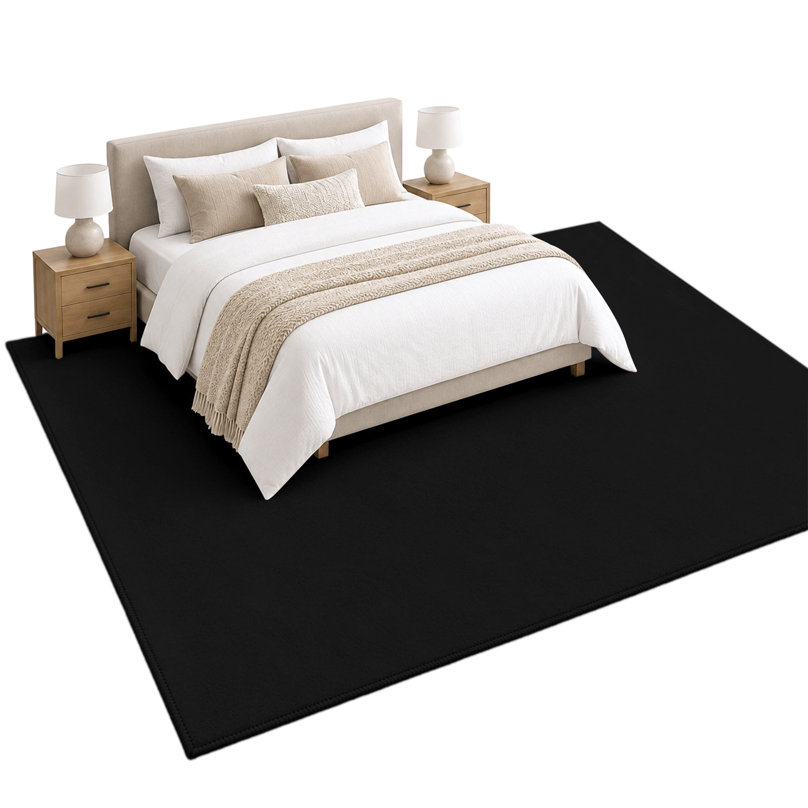 Black Solid Area Rug 5'x7', Color Soft Mat Non-Slip Silicone Backing ...