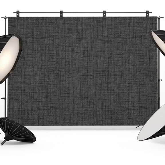 Black Solid Backdrops for Photography, Minimalist Cloth Dark Gray Linen Texture Industrial Fabric Photo Background Sturdy Studio Props for Photo Studio, Video Recording, Booth & Photoshoot 10x8ft