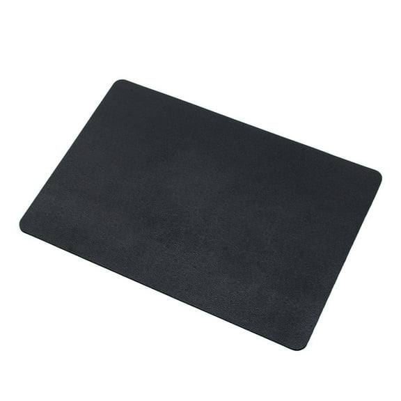 Black Solid Color Leather Placemat For Dining Table Oil Proof Heat Insulation Non Slip Bowl Mat, Hotel Home Restaurant Use, Pu Material, 40X30Cm Size, 0.18Lb Weight