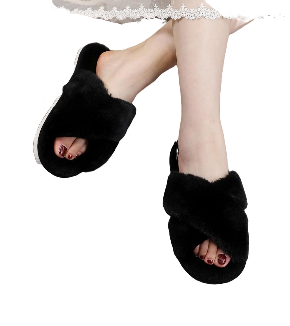 Black best sale home slippers