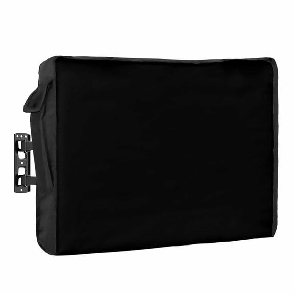 Black Outdoor TV Cover for 70"-75" Television Outside, Solid Black Color Waterproof Weatherproof TV Screen Protector with Remote Control Pocket