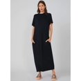thumbnail image 1 of Black Solid Pocket Side Tee Maxi Dress Relaxed Fit, 1 of 5