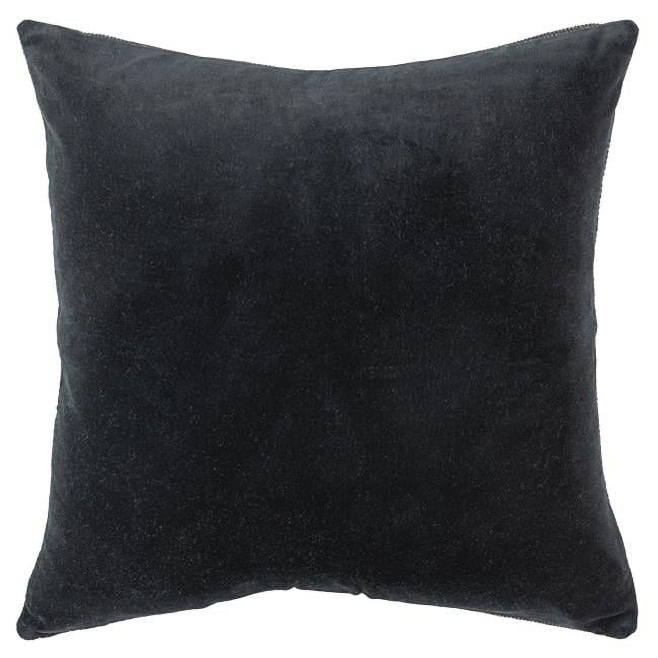 Floral Printed Cotton Velvet Boho Style Throw pillow-Black