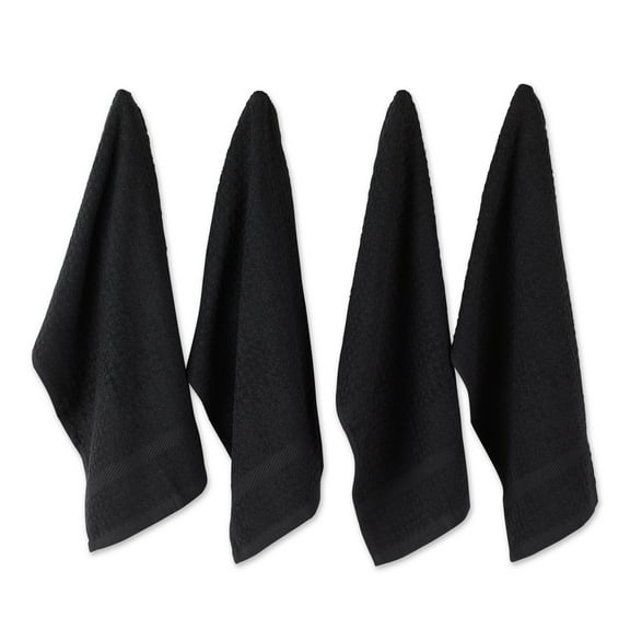 Black Solid Waffle Dishtowel (Set of 4)