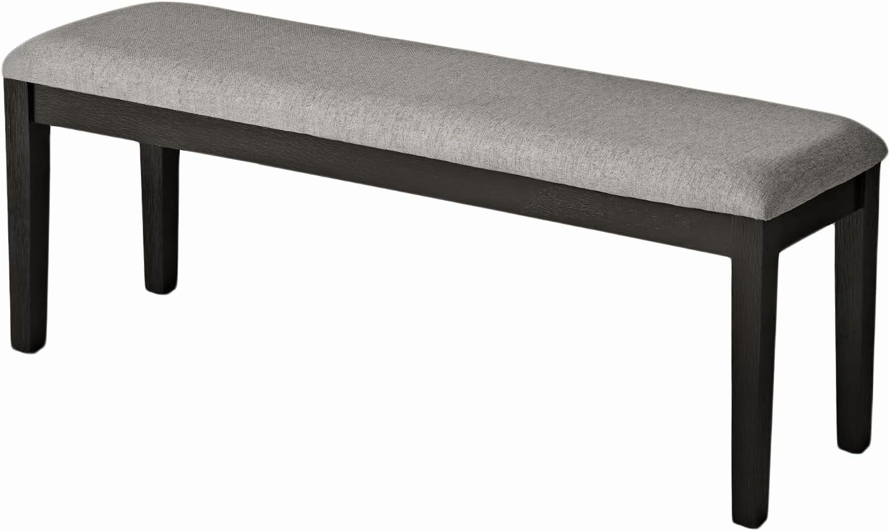 Black Solid Wood Dining Bench with Upholstered Seat, Modern Farmhouse — free download