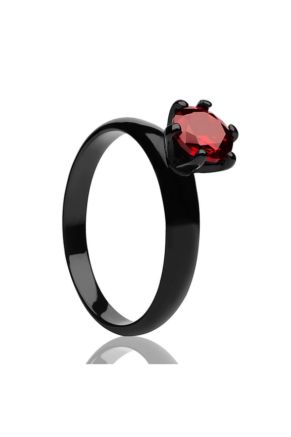Black Solitaire Ring - Titanium Wedding Ring - Ruby Wedding Ring - Solitaire Wedding Ring, 5