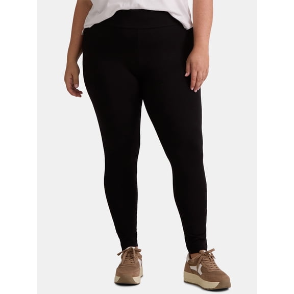 (2 pack) Terra & Sky Women's Plus High Waist Ankle Length Leggings, 27" Inseam, Sizes 0X-5X