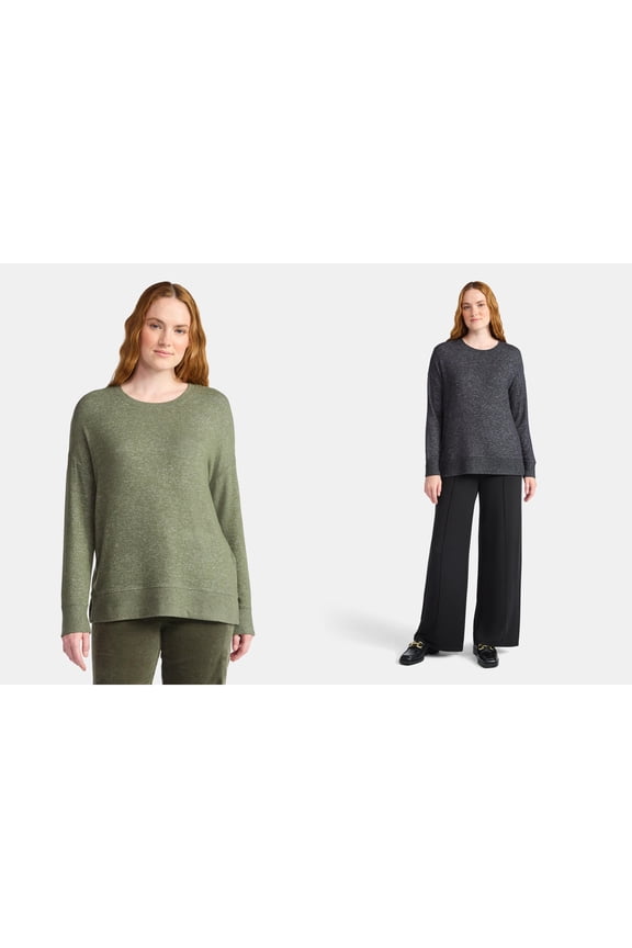 Women's Hacci Knit Pullover with Long-Sleeves, 2-Pack, Sizes XS - XXL