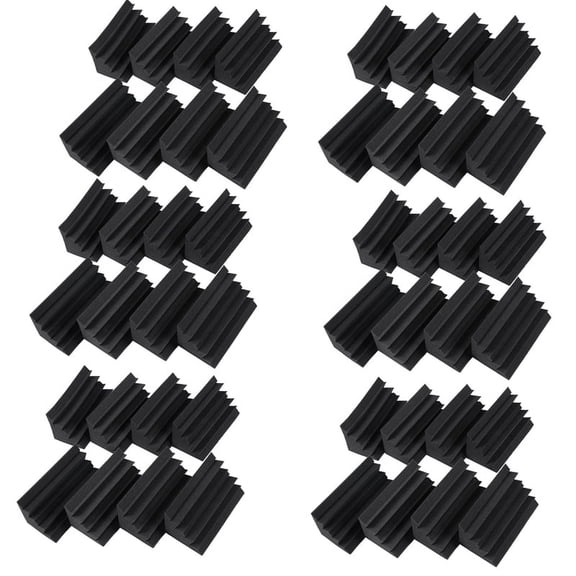Black Soundproofing Insulation Trap Acoustic Wall Foam Padding Studio Foam Tiles (48PCS, Black)