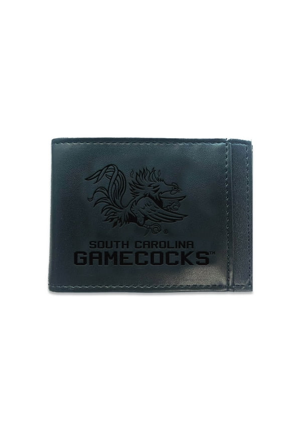 Black South Carolina Gamecocks Hybrid Leather Front Pocket Bi-Fold Wallet with Money Clip