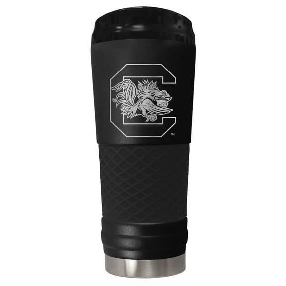 South Carolina 24 ounce vacuum insulated stainless steel tumbler in black powder coat and laser etched team logo