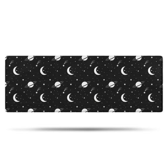 Black Space Moon Planet Pattern Bathroom Rugs Mat,Non Slip Microfiber Bathroom Rug,Rubber Backing,Soft Bathroom Mats for Bathroom Floor,Tub and Shower,47x17in(120x43cm)