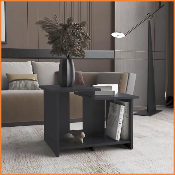 Black Space-Saving Coffee Table with Open Shelf - 23.6” W for Living Room & Home Office, Compact Design