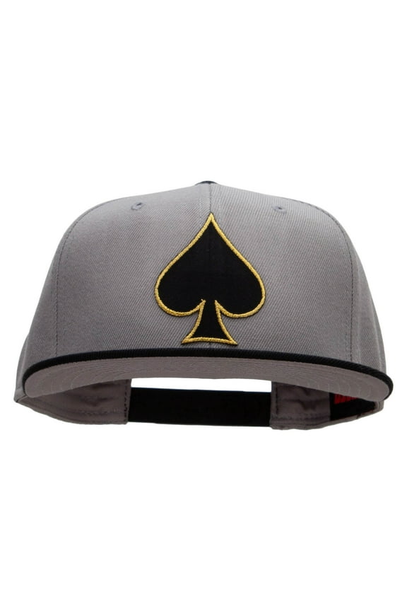 Black Spades Patched Wool Blend Pro Style 2 Tone Snapback - Black Grey OSFM