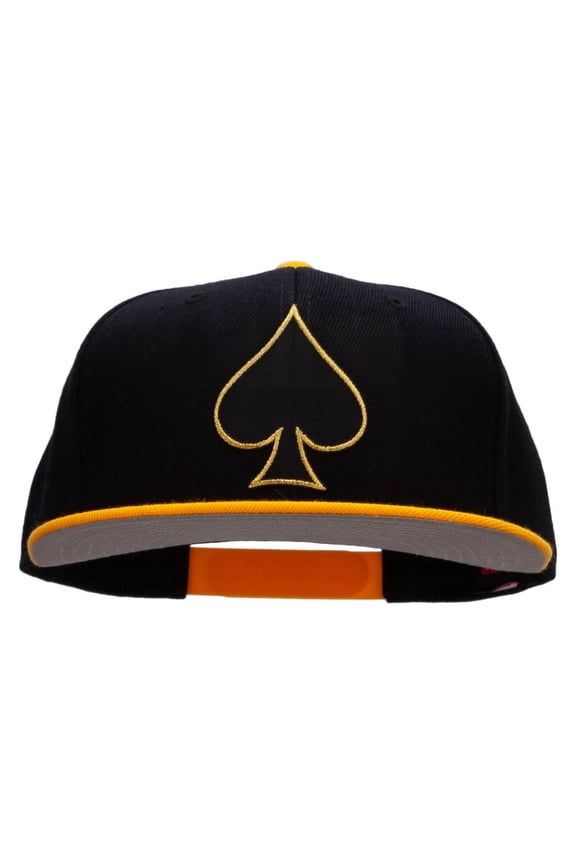 Black Spades Patched Wool Blend Pro Style 2 Tone Snapback - Gold Black OSFM
