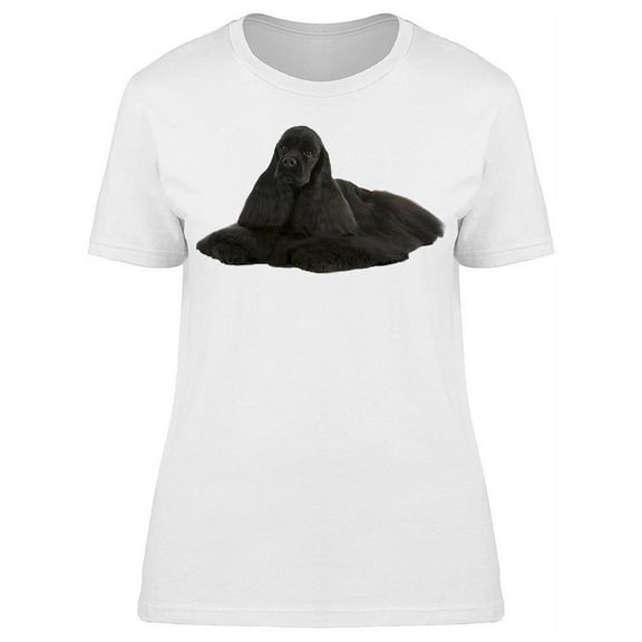 Black Spaniel Laid Down T-Shirt Women -Image by Shutterstock, Female Large