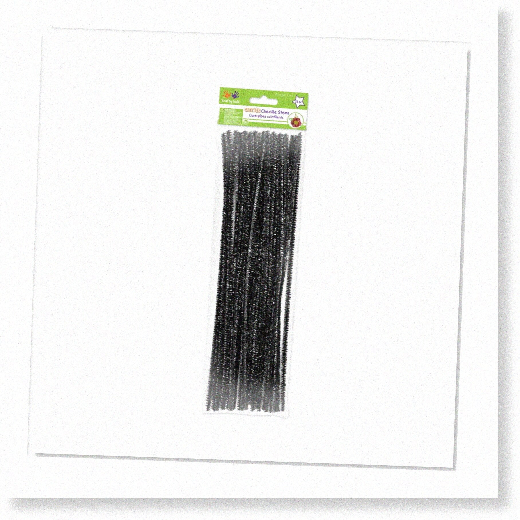 Black Sparkle Craft Stems 35Piece Pack of 6mm x 12in Tinsel Chenille