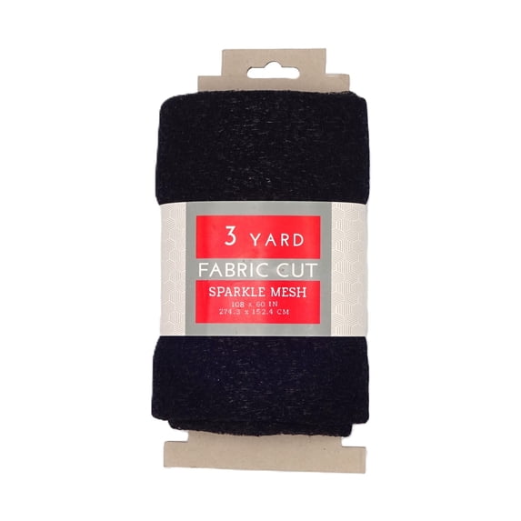 Black Sparkle Mesh Crafting Fabric, 3 yard precut