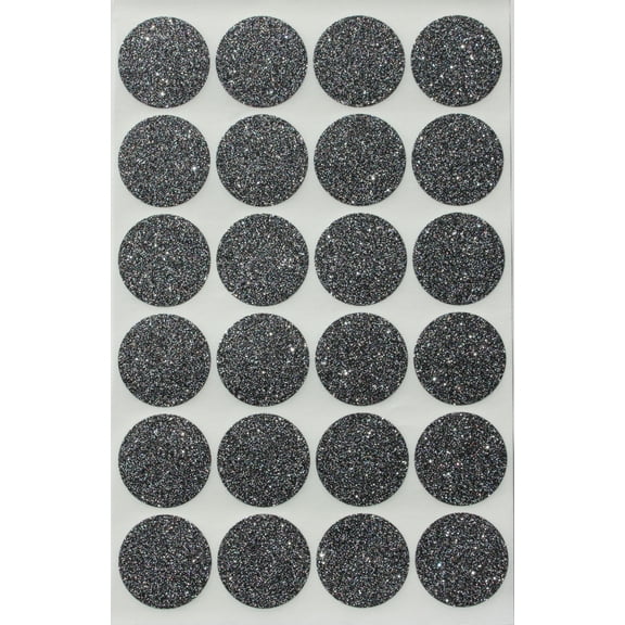 Black Sparkly Color Coding Labels 1" Glitter Rounds 25 mm - Dot Stickers - one inch Circle Sticker - 360 Pack