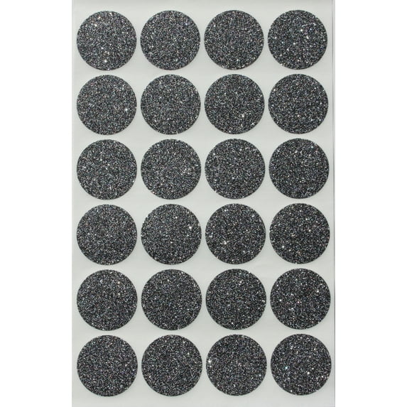 Black Sparkly Color Coding Labels 1" Glitter Rounds 25 mm - Dot Stickers - one inch Circle Sticker - 360 Pack