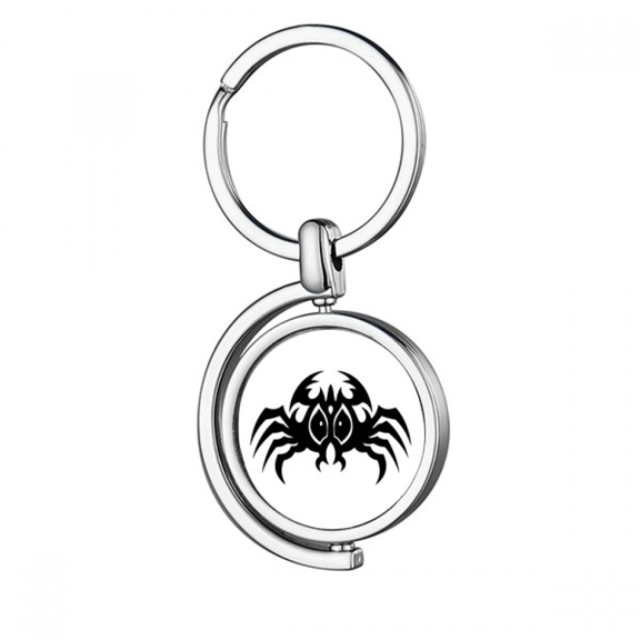 Black Spider Pattern Insect Illustration Rotating Keychain Metal Keyring Holder
