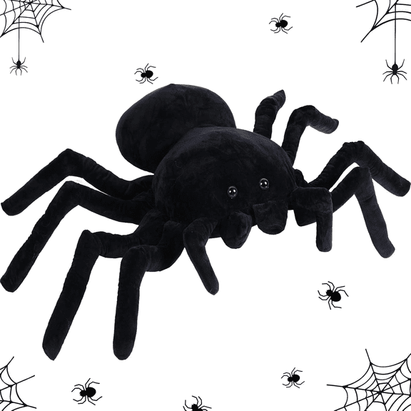 Black Spider Plush, Collectible Decorative Big Eyes Tarantula Stuffed Toy Soft Take A Long Plushie Pillow Squishes Washable Cushy Mini Doll 20cm/7.87in