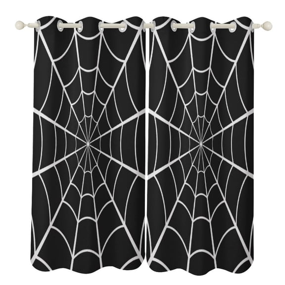 Black Spider Web Window Blackout Curtain 3d Printed Curtain Bedroom Living Room Hotel Window 2 Panel Shade