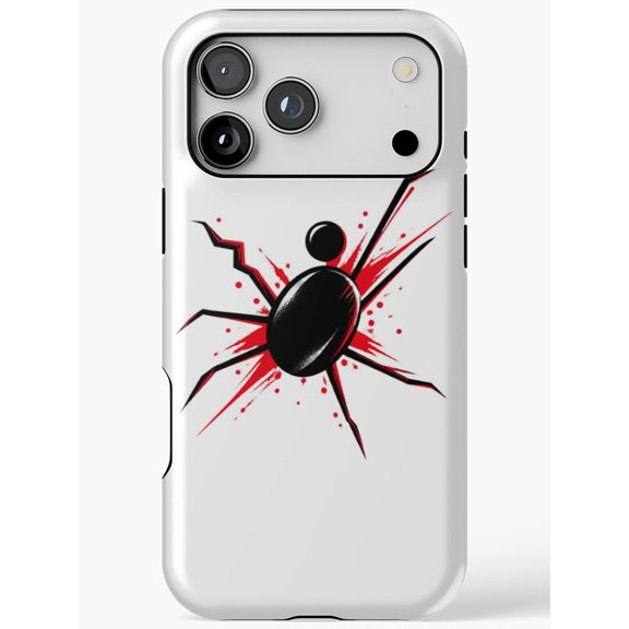 Black Spider and Red Splatter Tough Case for Apple iPhone, Polycarbonate Shell with TPU Liner