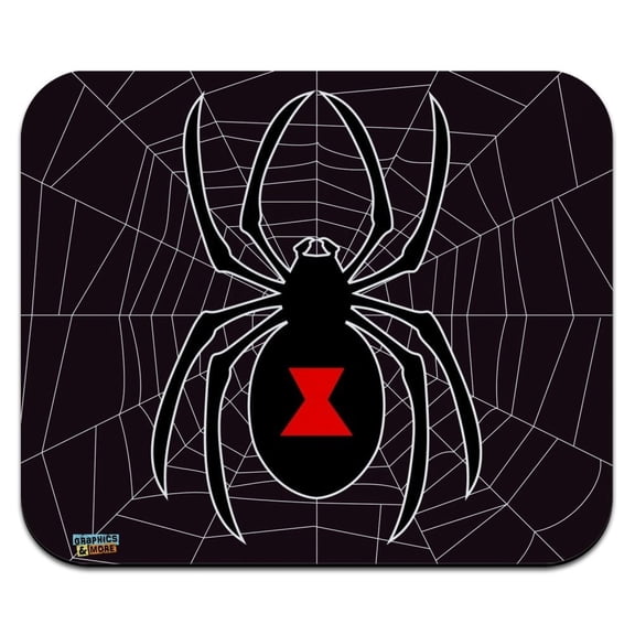 Black Spider on Web Low Profile Thin Mouse Pad Mousepad