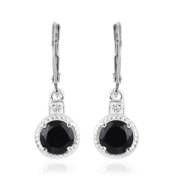 Black Spinel Dangle Earrings for Women 925 Sterling Silver Cubic Zirconia CZ Lever Back Jewelry for her Ct 2.7 Birthday Gifts for Women