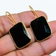 thumbnail image 1 of Black Spinel Gemstone Handmade 925 Sterling Silver Jewelry Earring 1.38", 1 of 2