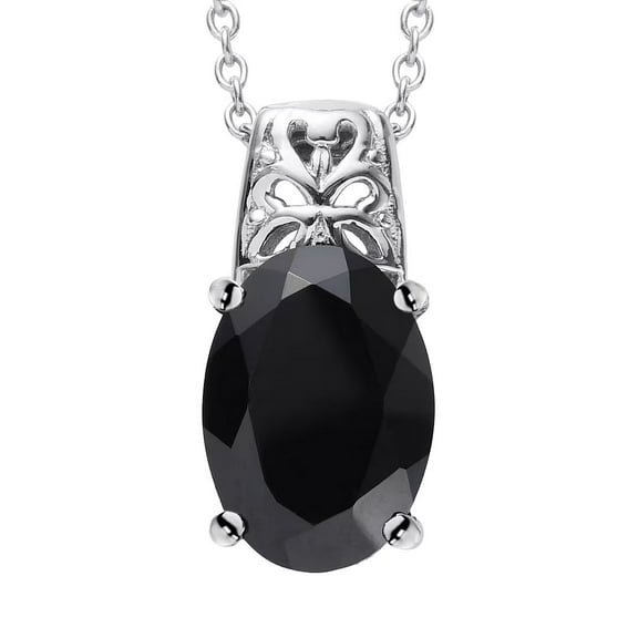 Black Spinel Pendant Necklace for Women Gemstone Birthstone Jewelry - for Women Stainless Steel Chain Size 20" CT 5.9 -  Wedding Engagement Cute Unique Christmas Gifts