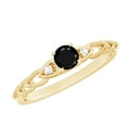 thumbnail image 1 of Rosec Jewels Black Spinel Promise Ring with Diamond Side Stones (0.50 CT, AAA Grade), 18K Yellow Gold, US 5.50, 1 of 8