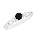thumbnail image 1 of Rosec Jewels Black Spinel Promise Ring with Diamond Side Stones (AAA Grade), 925 Sterling Silver, US 4.00, 1 of 8