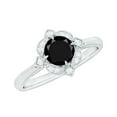 thumbnail image 1 of Rosec Jewels Vintage Style Black Spinel Engagement Ring - AAA Quality - Black Spinel Ring with Diamond Halo - with Jewelry Box, 14K White Gold, US 10.50, 1 of 9